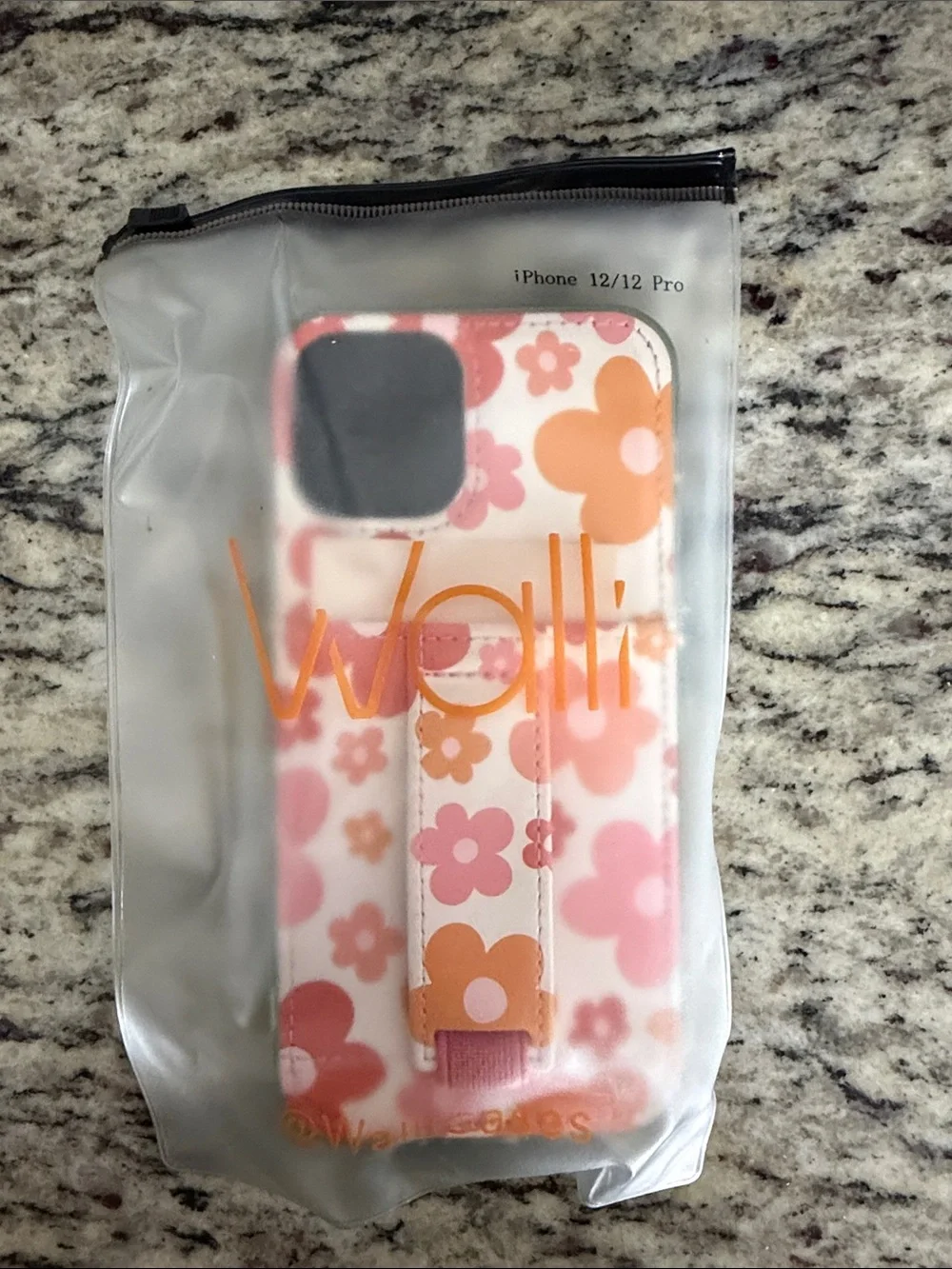NEW iPhone 12/12 pro Walli Floral Pink & Orange Phone Wallet Case with Strap